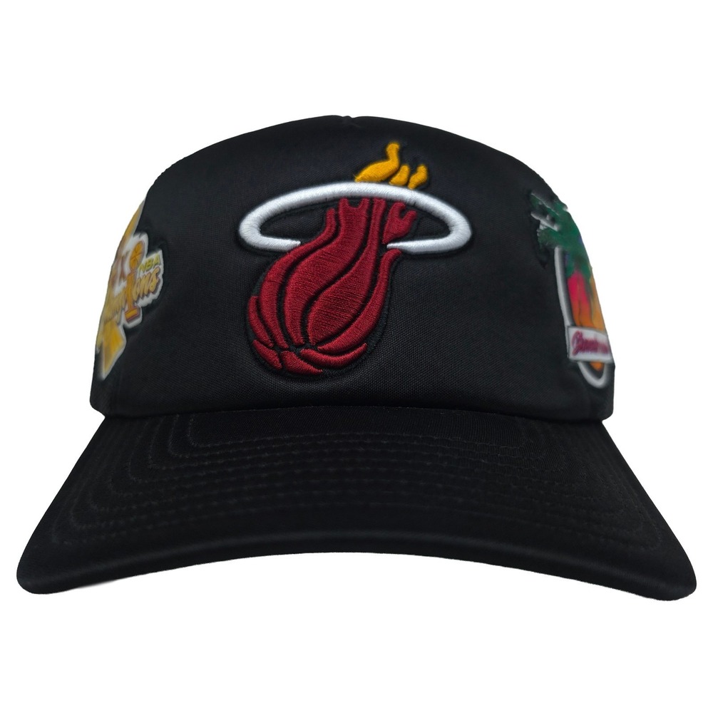 Miami Heat Mitchell & Ness NBA Foam Trucker Hat Cap 3D Logo 3 Patchs Black New‎